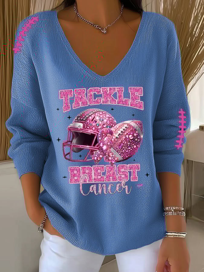 Women's Breast Cancer Print Long Sleeve Top