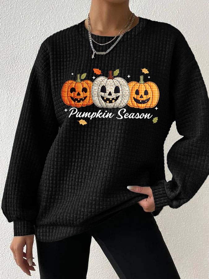 Women's Pumpkin Season Printed Casual Sweatshirt