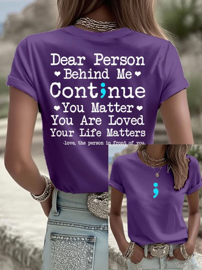 Women's Mental Health Print Casual T-Shirt