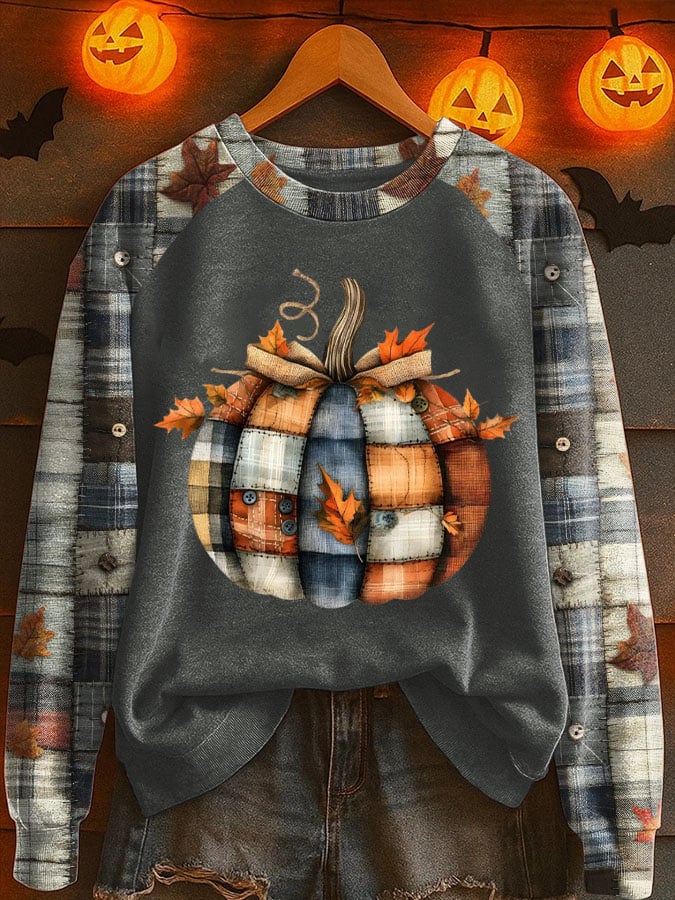 Women's Pumpkin Season Print Raglan Sleeve Sweatshirt
