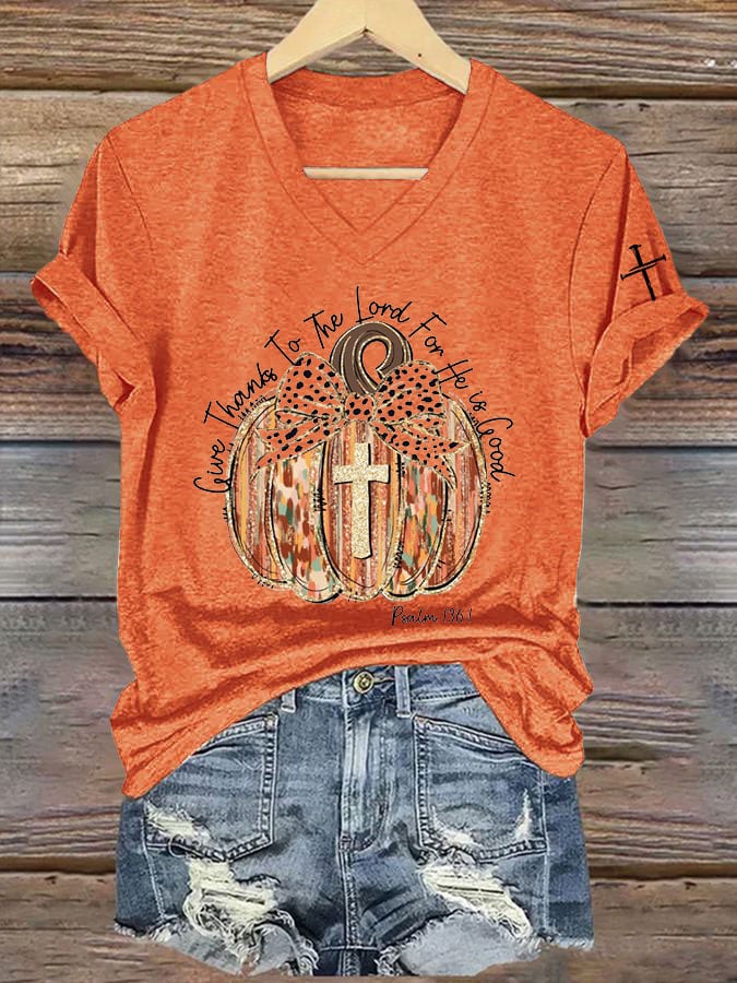 Women's Fall For Jesus He Never Leaves Print T-Shirt