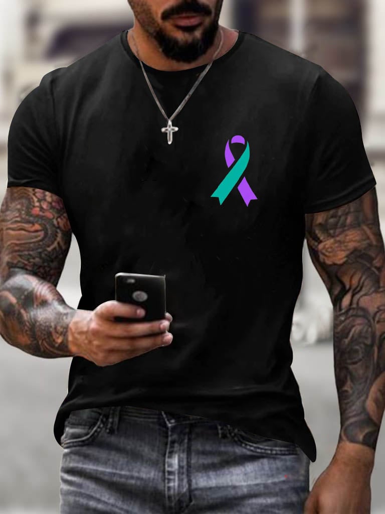 Men's I Wear Teal & Purple For Someone Who Is Missed Printed T-Shirt