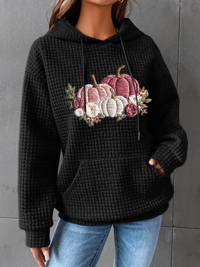 Women's Pink Thanksgiving Pumpkin Print Hoodie