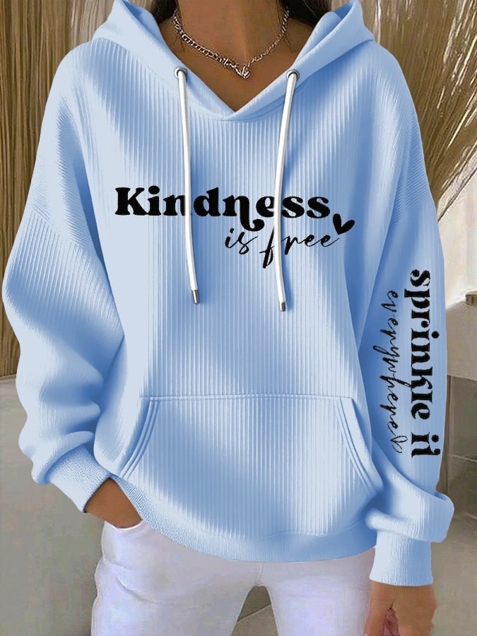 Women's Mental Health Slogan kindness Printed Casual Hooded Sweatshirt
