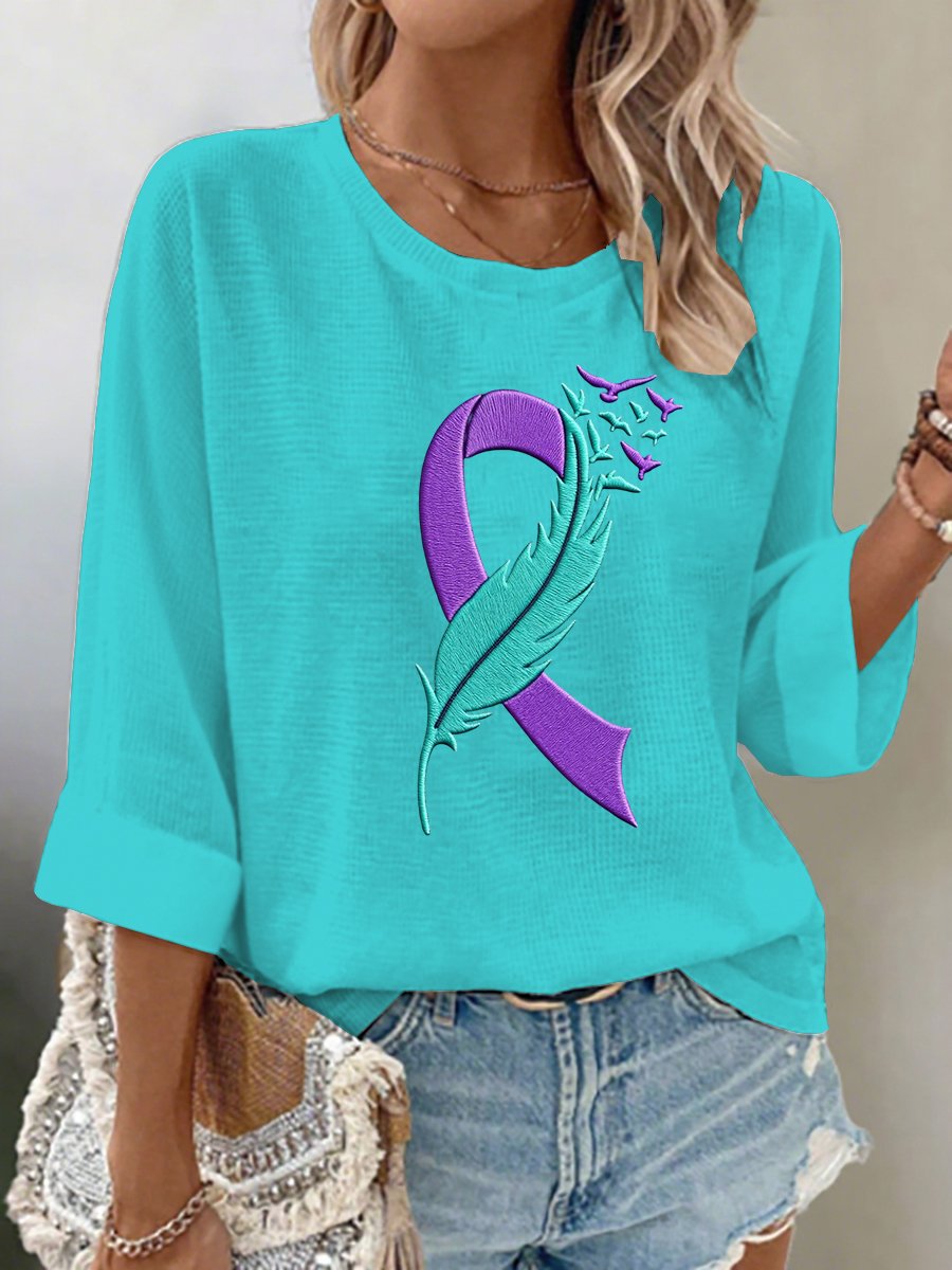 Women's Suicide Prevention Awareness Waffle Long Sleeve T-Shirt