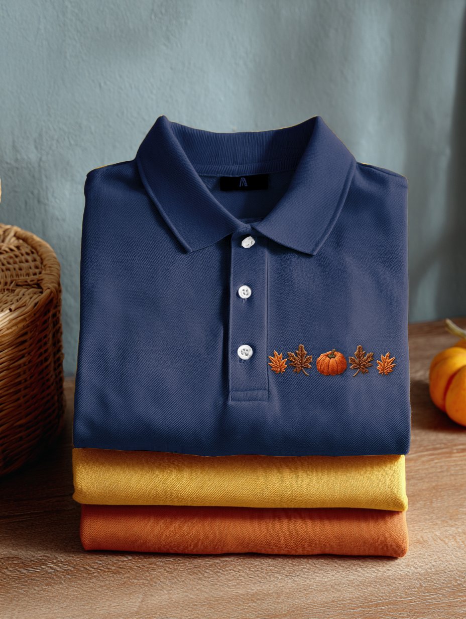 Men's Offline Business Autumn Pumpkin Contrast Polo