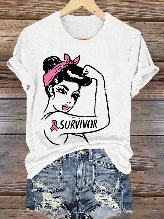 Women's Casual Breast Cancer Survivor Short Sleeve T-Shirt