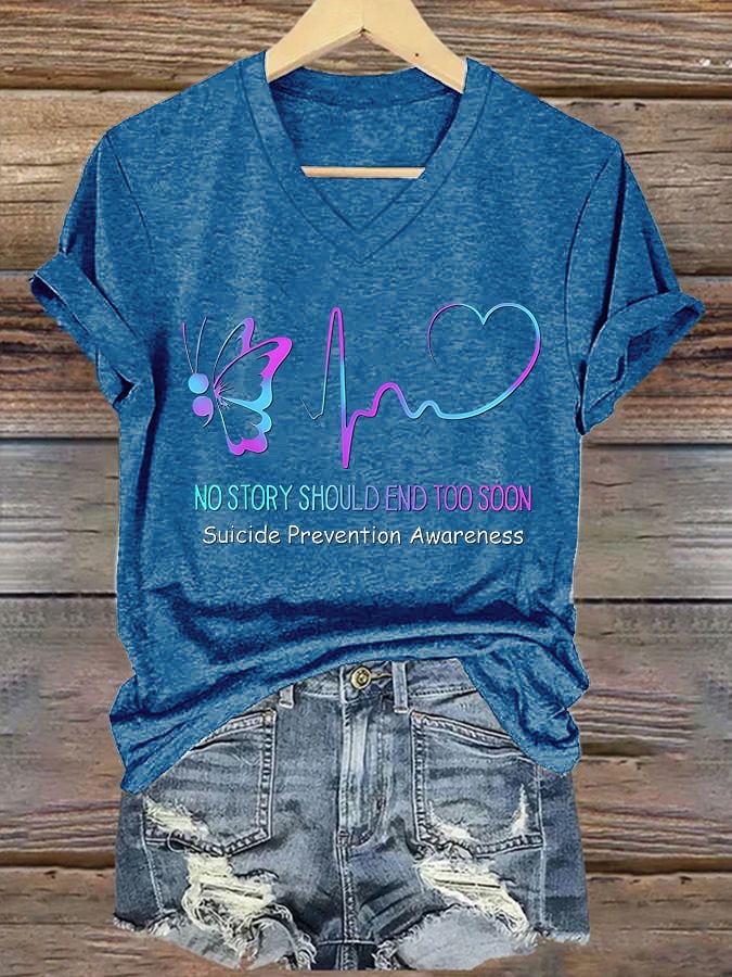 Women'S Casual Suicide Prevention Awareness Short Sleeve T-Shirt