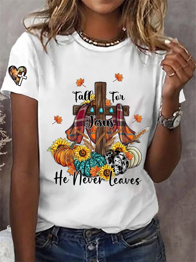 Women's He Never Leaves Print Shirt