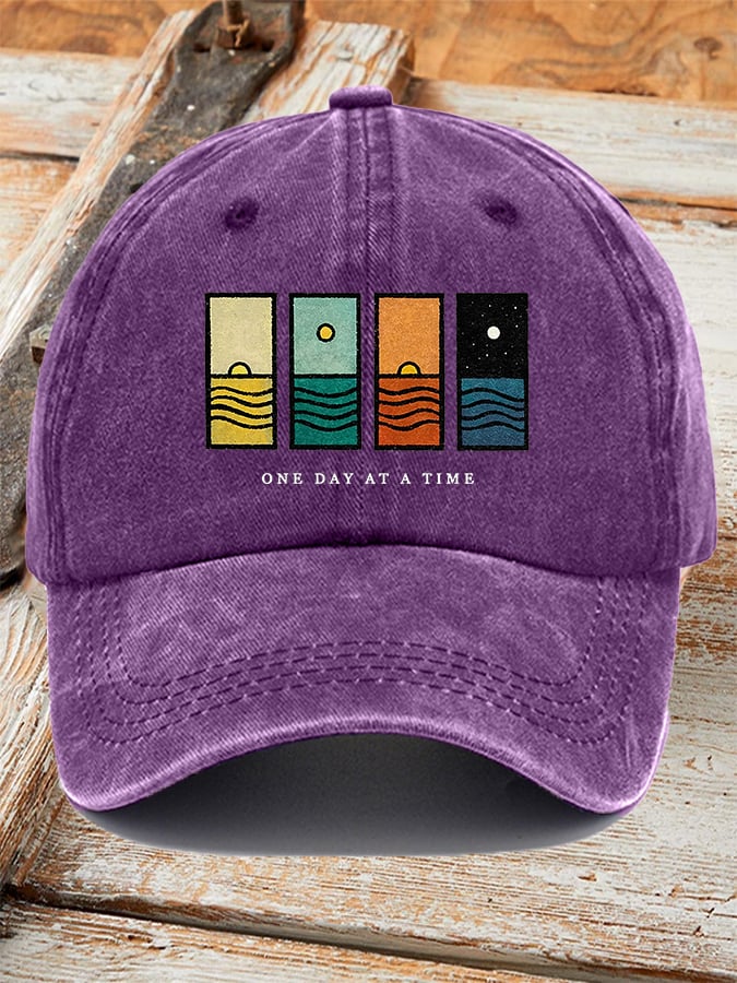 Unisex Retro One Day At A Time Print Baseball Cap