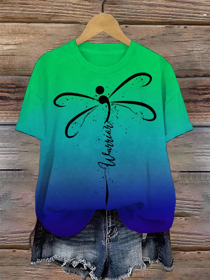 Women's Suicide Prevention Awareness Printed Casual T-Shirt