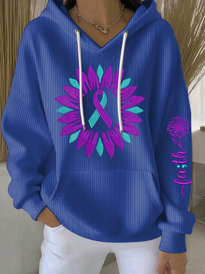 Women's Suicide Prevention Awareness Floral Art Faith Print Hoodie