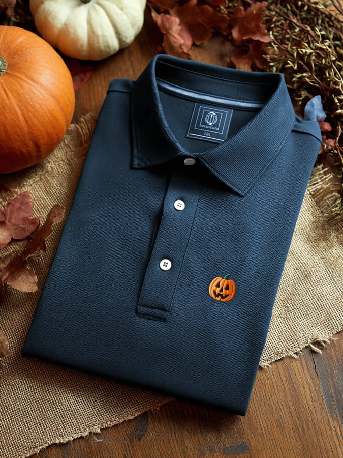 Men's Offline Business Autumn Pumpkin Contrast Polo