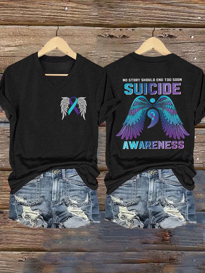 Women's Semicolon Suicide Prevention Awareness Print T-Shirt