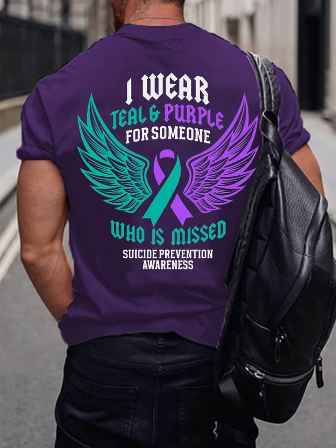 Men's I Wear Teal & Purple For Someone Who Is Missed Printed T-Shirt