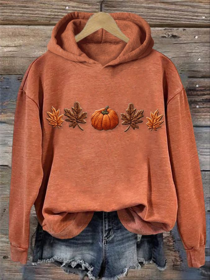Women's Casual Fall Pumpkin Print Hoodie