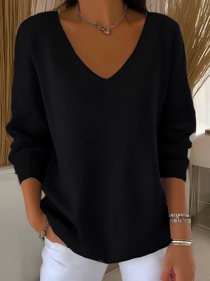 Women's Casual Solid Color Striped Bottoming Shirt