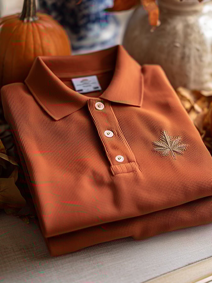 Men's Offline Business Autumn Pumpkin Contrast Polo