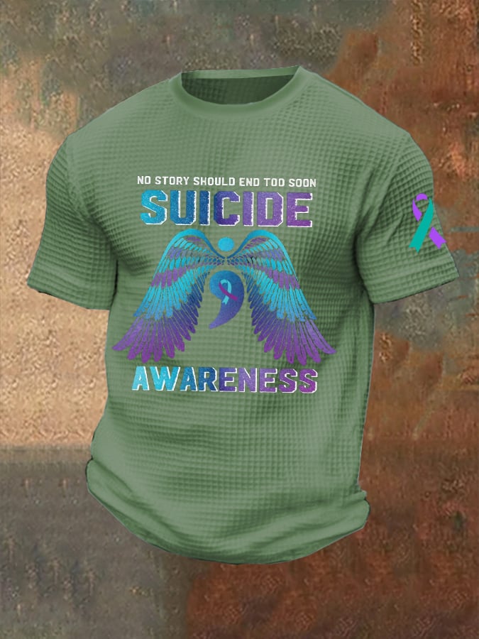 Men's Suicide Prevention Awareness Print Waffle T-Shirt