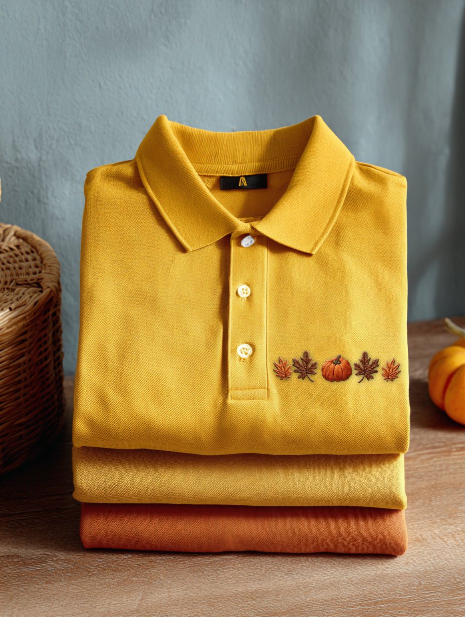 Men's Offline Business Autumn Pumpkin Contrast Polo