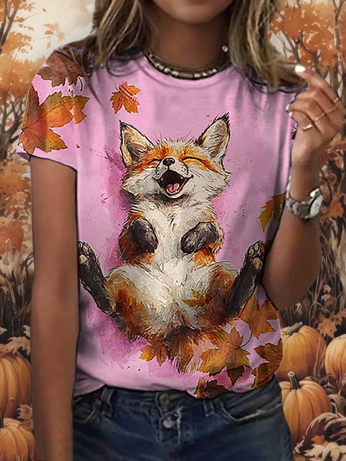Women'S Casual Autumn Short-Sleeved T-Shirt