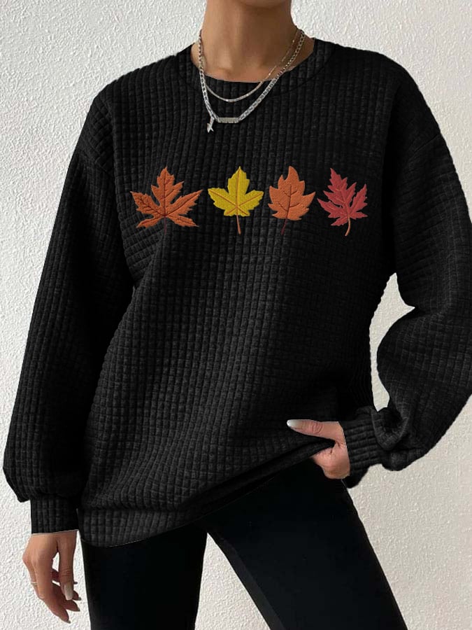 Women's Autumn Leaves Printed Casual Sweatshirt