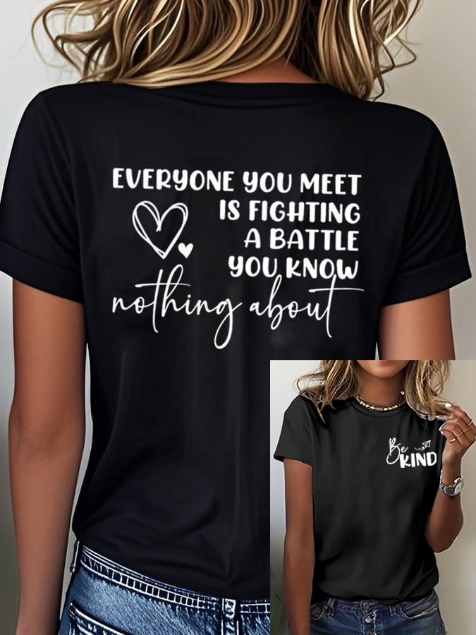 Women's Mental Health Awareness Print Casual T-Shirt