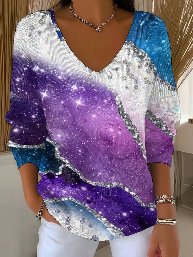 Women's Suicide Prevention Awareness Art Print V Neck Sweater