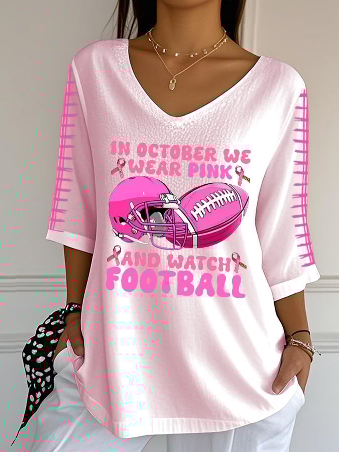 Women's Breast Cancer Print Casual Top