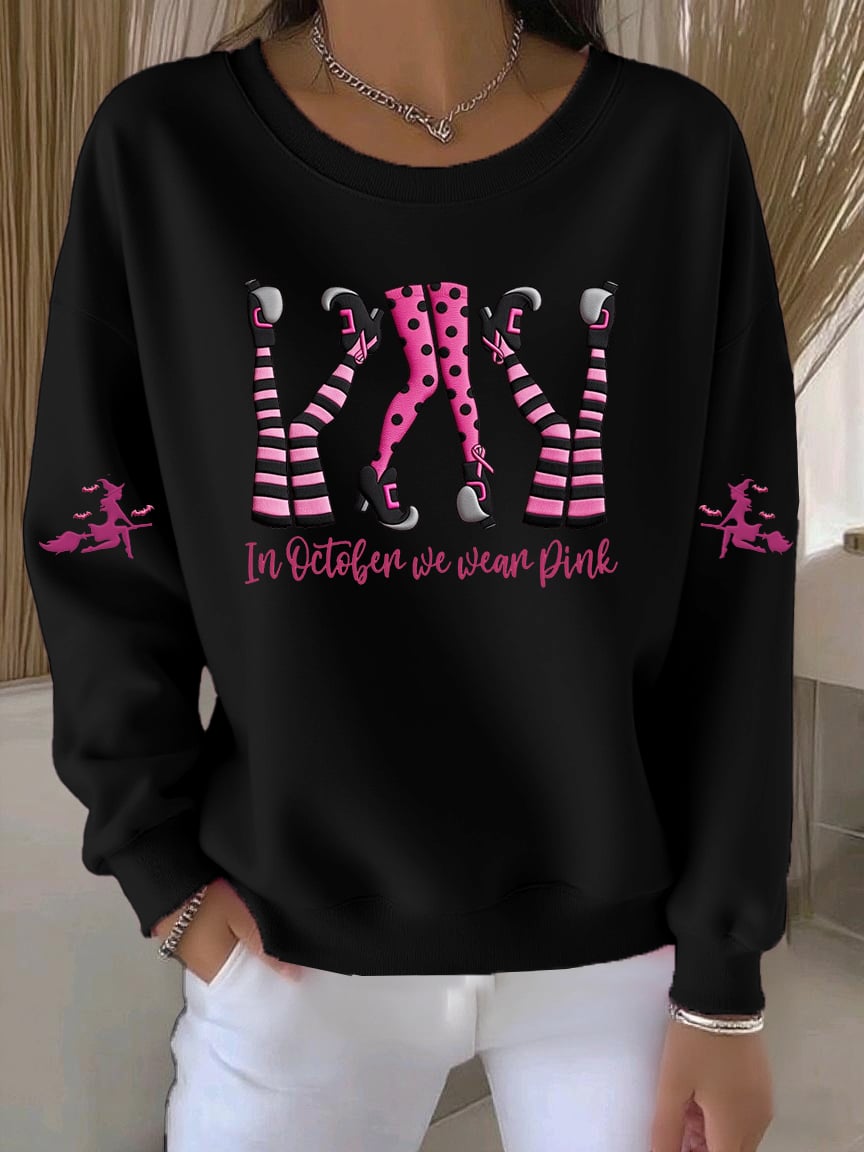 Women's Casual Pink Witch Sweatshirt