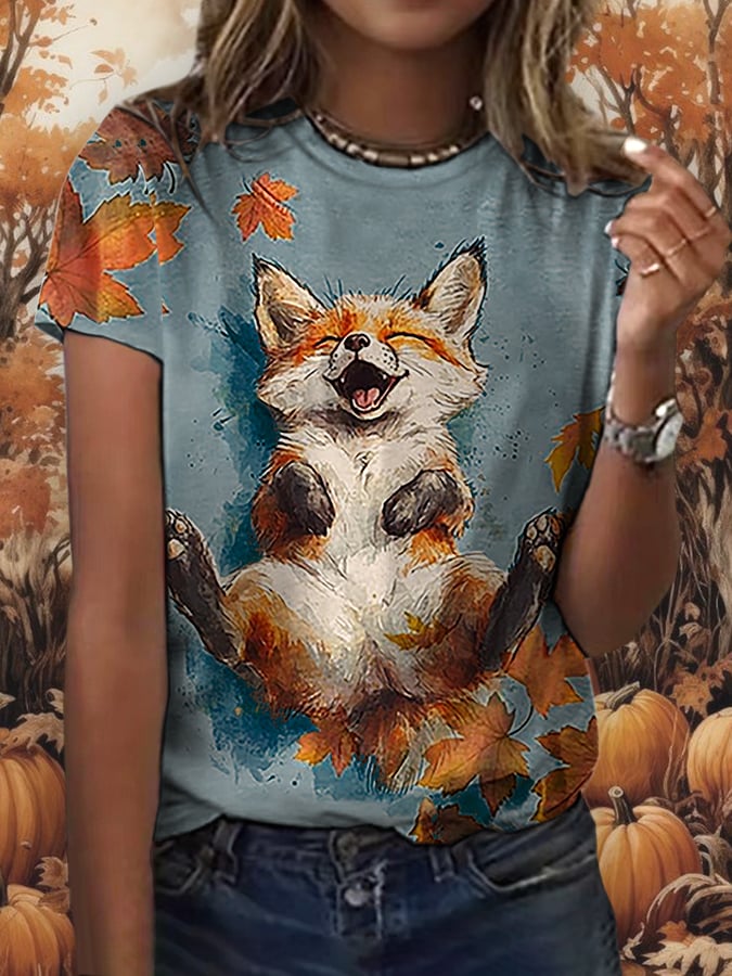 Women'S Casual Autumn Short-Sleeved T-Shirt