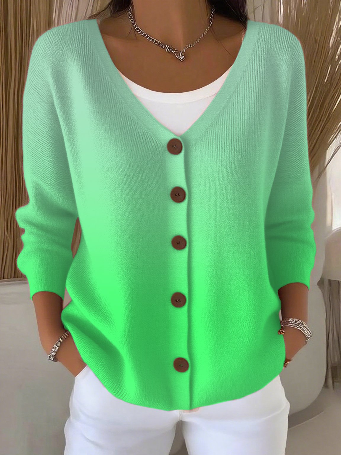 Women's Casual Autumn And Winter Gradient Cardigan