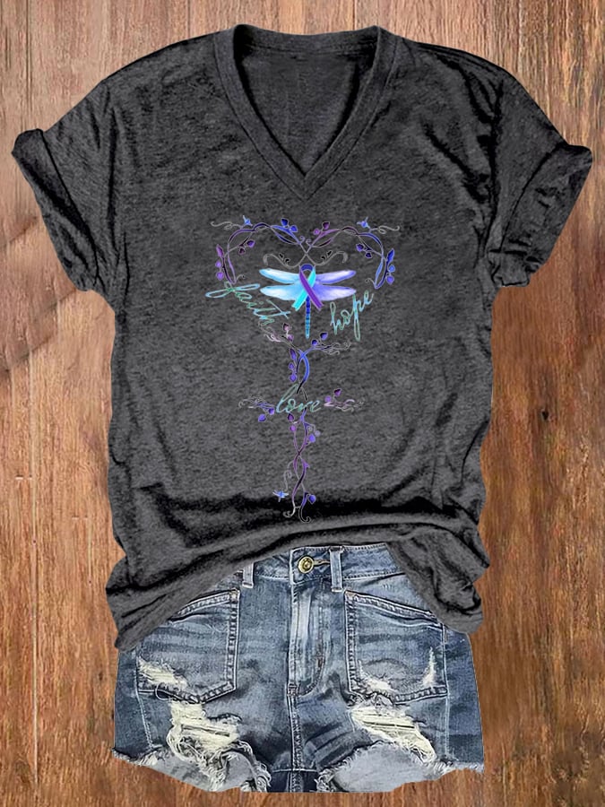 Women's Suicide Prevention Print Casual T-Shirt