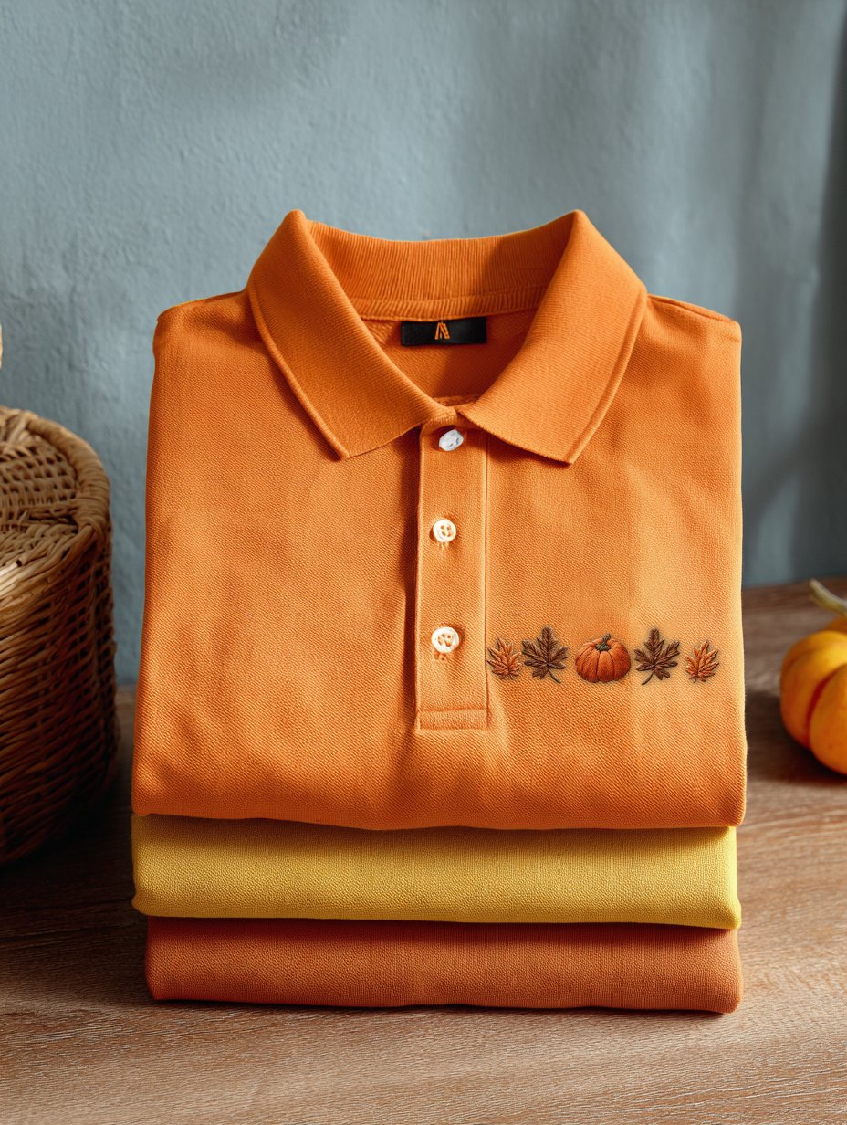 Men's Offline Business Autumn Pumpkin Contrast Polo