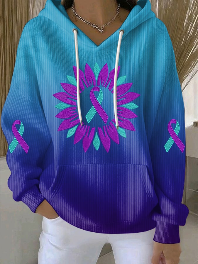 Women's Suicide Prevention Awareness Floral Print Hoodie