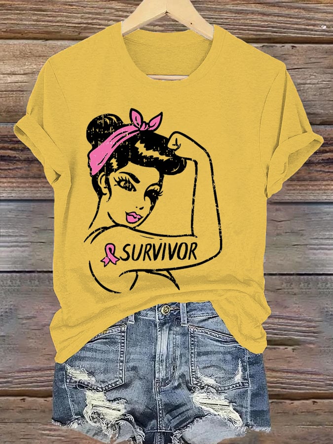 Women's Casual Breast Cancer Survivor Short Sleeve T-Shirt