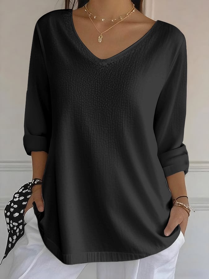 Women's Casual Autumn And Winter Long-Sleeved Bubble Wrinkled Bottoming Shirt