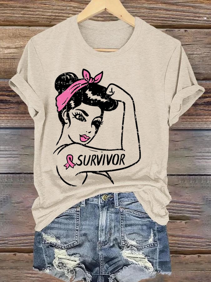 Women's Casual Breast Cancer Survivor Short Sleeve T-Shirt