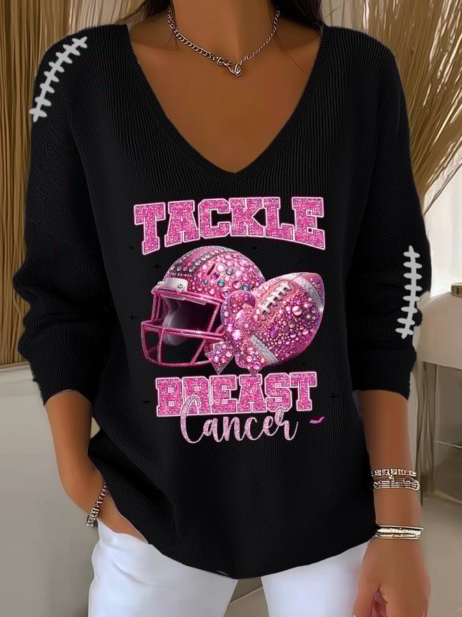 Women's Breast Cancer Print Long Sleeve Top