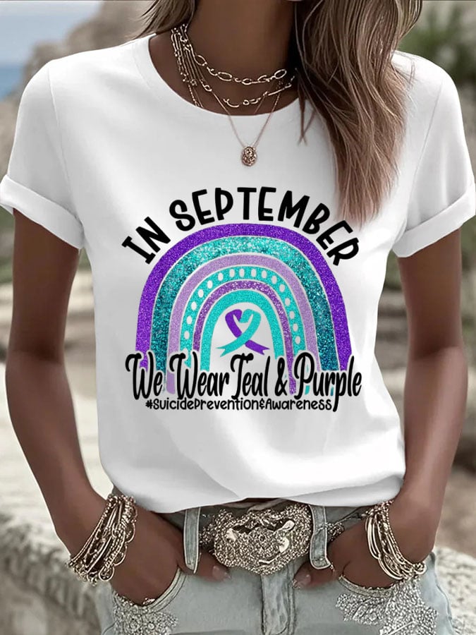 Women's Suicide Prevention Awareness Printed T-Shirt