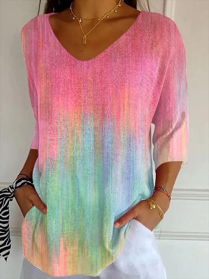 Women's Casual Breast Cancer Knitted T-shirt