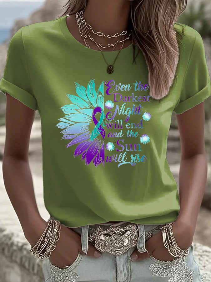 Women's Even The Darkest Night Will End And The Sun Will Rise Print T-Shirt