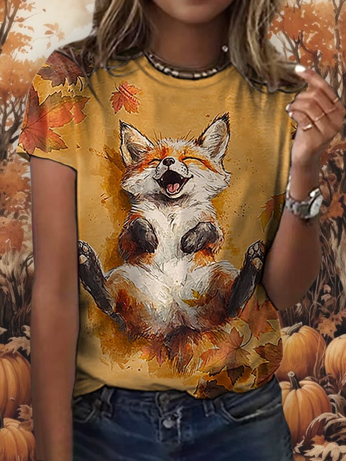 Women'S Casual Autumn Short-Sleeved T-Shirt
