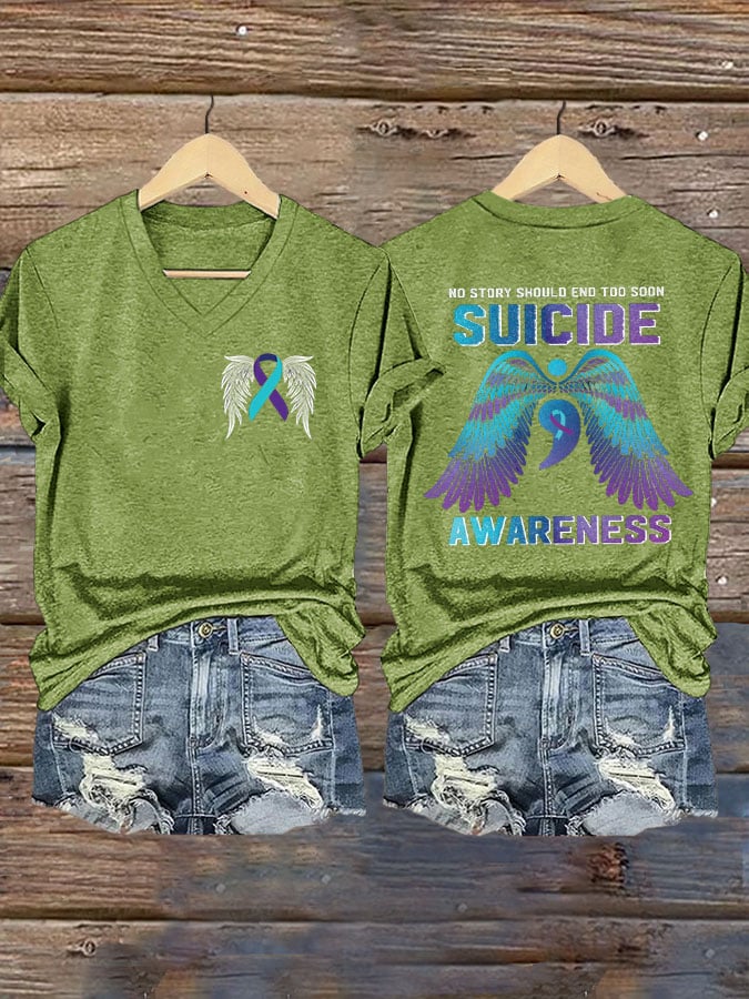 Women's Semicolon Suicide Prevention Awareness Print T-Shirt