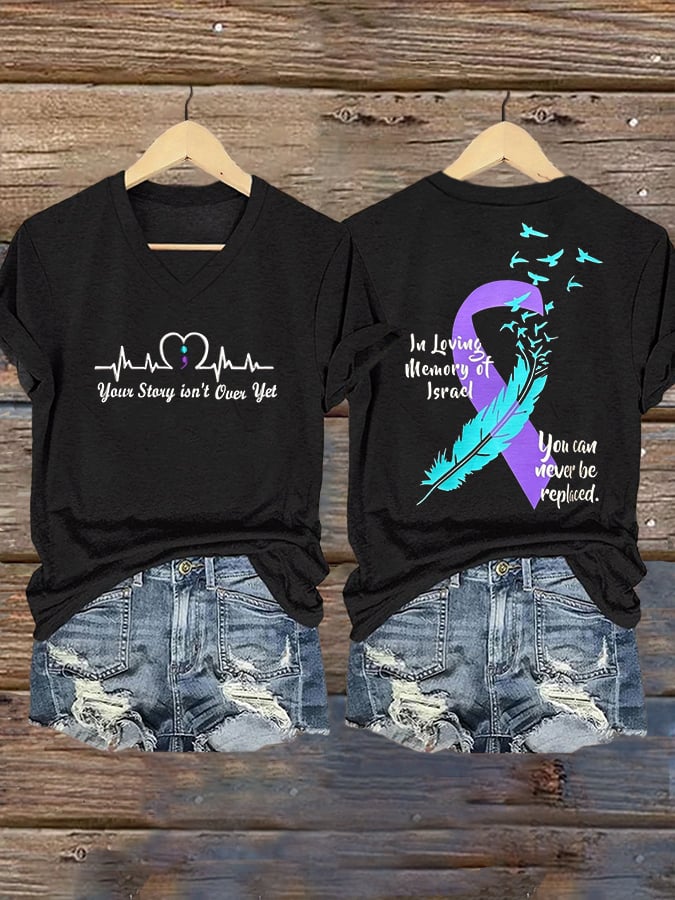 Women's Suicide Prevention Your Story lsn' t Over Yet Printed Casual T-Shirt