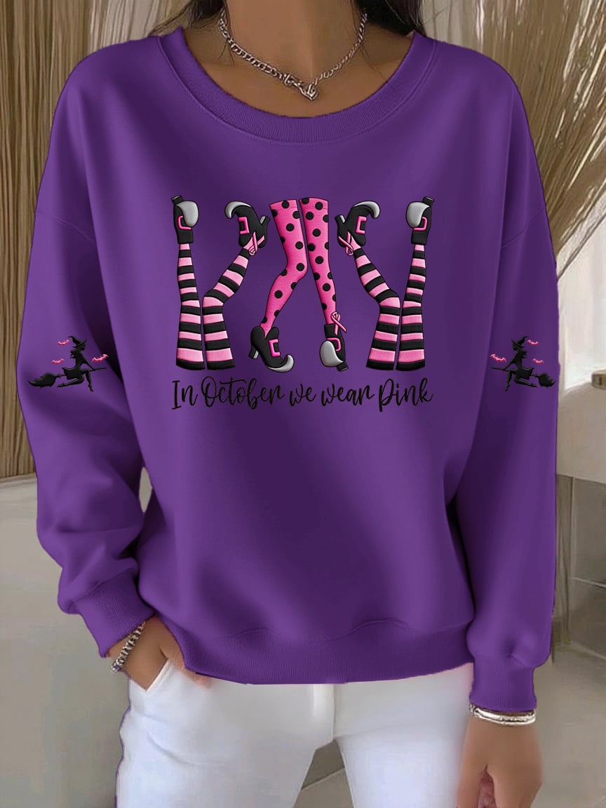 Women's Casual Pink Witch Sweatshirt