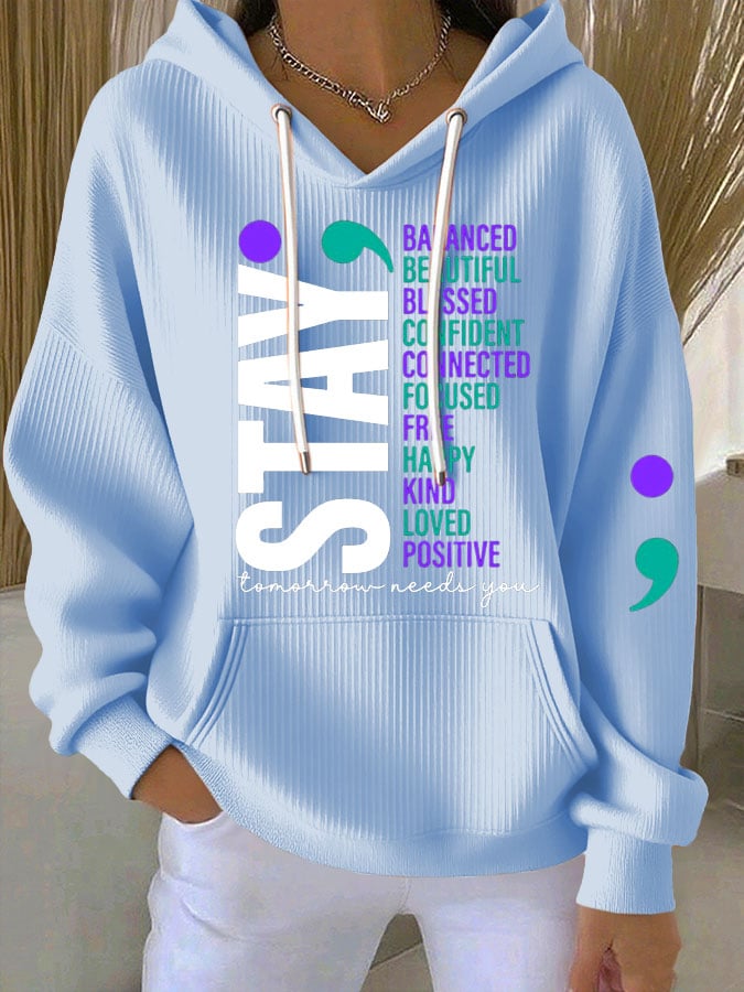Women's Mental Health Print Casual Hoodie