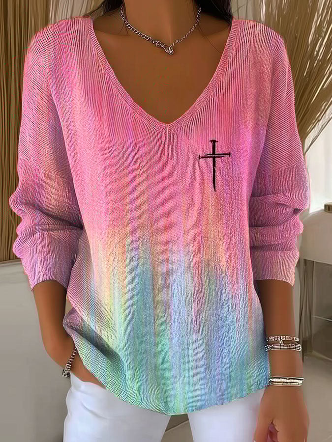Women's Autumn Art Design Printed Pit Fabric Fabric Long Sleeve T-Shirt