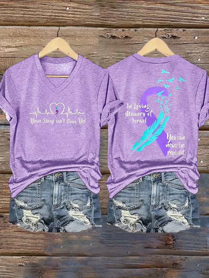Women's Suicide Prevention Your Story lsn' t Over Yet Printed Casual T-Shirt