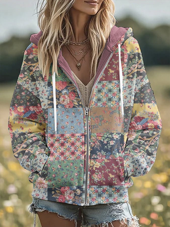 Women's Casual Floral Print Hoodie